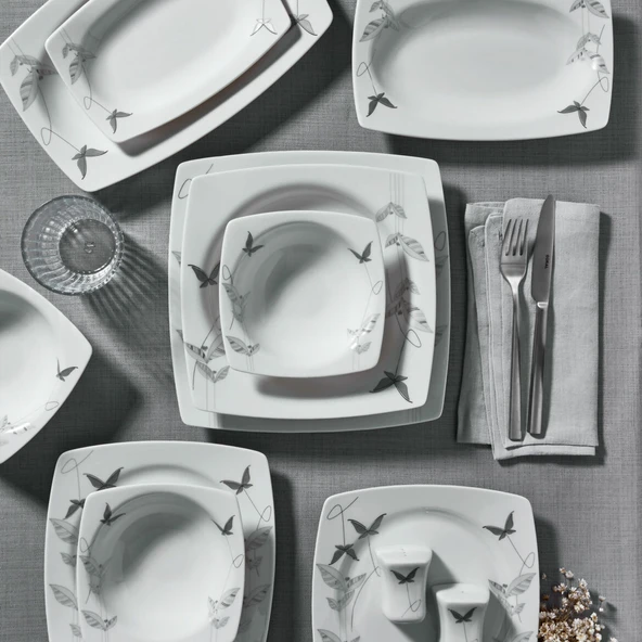 GÜRAL PORSELEN Caroline 54 Parça 12 Kişilik Yemek Takımı 67131 - Resim 3