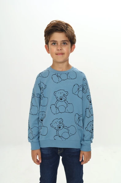 Toontoy Erkek Çocuk Komple Ayı Baskılı Sweatshirt - 11