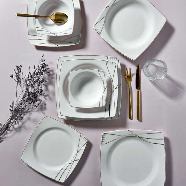 GÜRAL PORSELEN Caroline 54 Parça 12 Kişilik Yemek Takımı 6729 - Resim 2