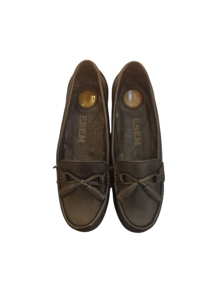 Esem Püsküllü Rok Siyah Hakiki Deri Kadın Ayakkabı - Resim 4