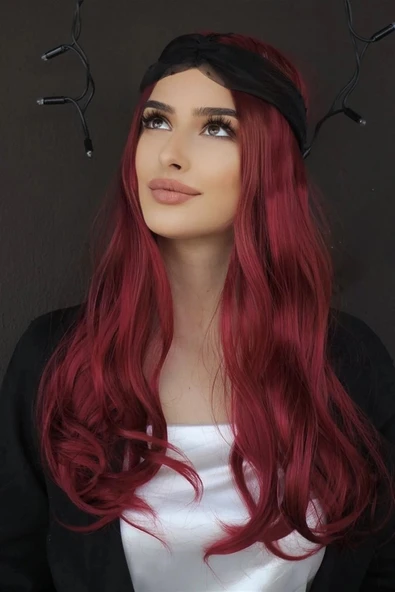 Caş Dekorasyon Isıya Dayanıklı Yarımay Çıt Çıt Saç - 39# - Şarap Kızıl - Dalgalı - 60 cm - 110 gr - 4
