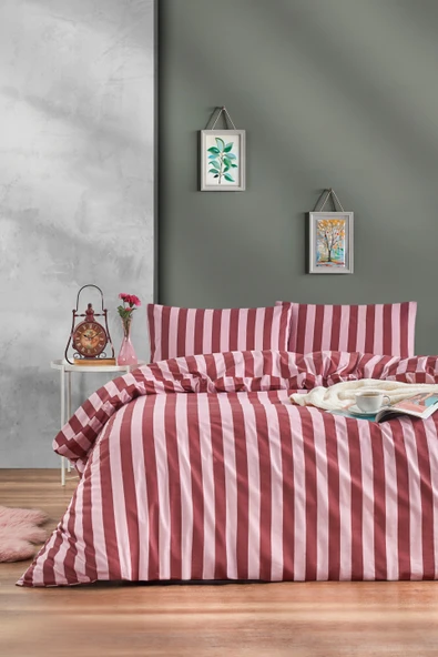 Tabu Home Ranforce Bordo Tek Kişilik Nevresim Seti ürün görseli