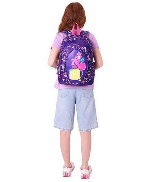 Kaukko Kids Okul Sırt Çantası Leather Flamingo L5223 - Resim 4