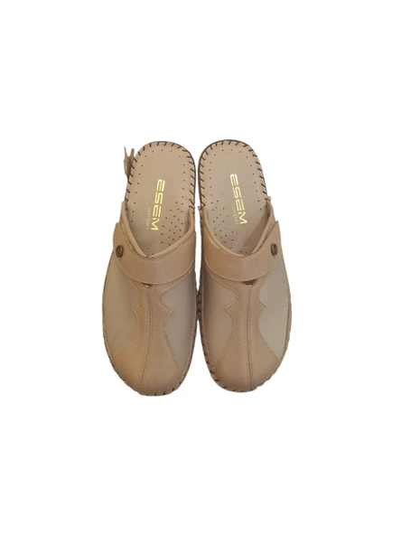 Esem 3523 Vizon Hakiki Deri Kadın Sabo Terlik - Resim 5