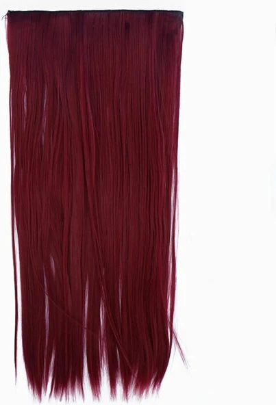 Caş Dekorasyon Isıya Dayanıklı Yarımay Çıt Çıt Saç - 39# - Şarap Kızıl - Düz - 60 cm - 110 gr - 3