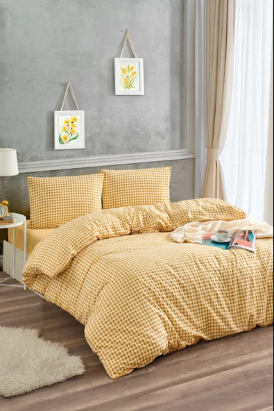 Tabu Home Ranforce Sarı Çift Kişilik Nevresim Takımı ürün görseli 1