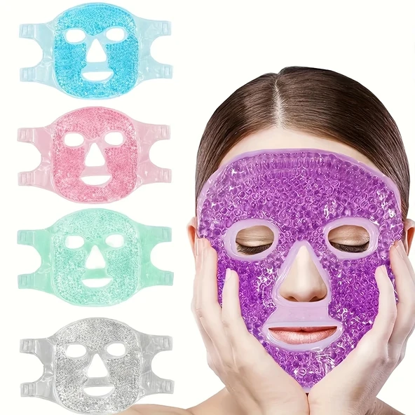 Terapi Jel Yüz Maskesi Soğuk Ve Sıcak Boncuklu Ayarlanabilir Maske (mor) - 1