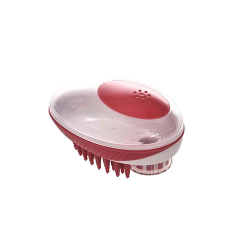 M-Pets Rubeaz Şampuan Hazneli Yıkama ve Masaj Fırçası Kırmızı 11,5x7,5 Cm - 1