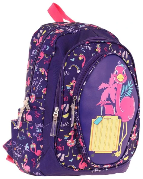Kaukko Kids Okul Sırt Çantası Leather Flamingo L5223 - Resim 2