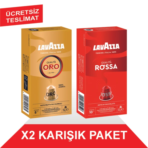 Lavazza Qualita Oro 55gr + Qualita Rossa 57gr Nespresso Uyumlu Alüminyum Kapsül 2'Li Paket