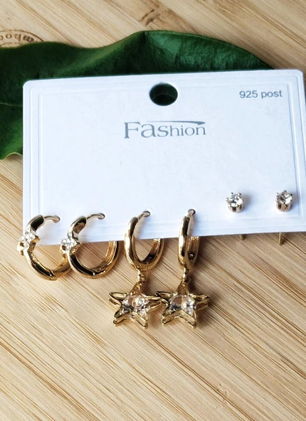 Monalisa Home Gold Renk Lüks Gösterişli  Figürlü Çoklu Küpe ürün görseli 1