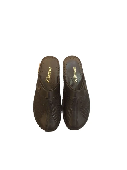 Esem 3523 Siyah Hakiki Deri Kadın Sabo Terlik - Resim 3