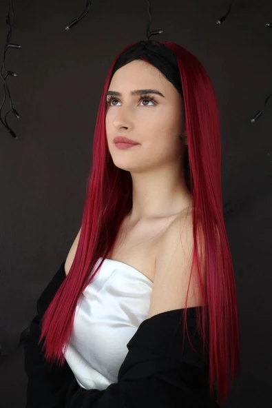 Caş Dekorasyon Isıya Dayanıklı Yarımay Çıt Çıt Saç - 39# - Şarap Kızıl - Düz - 60 cm - 110 gr