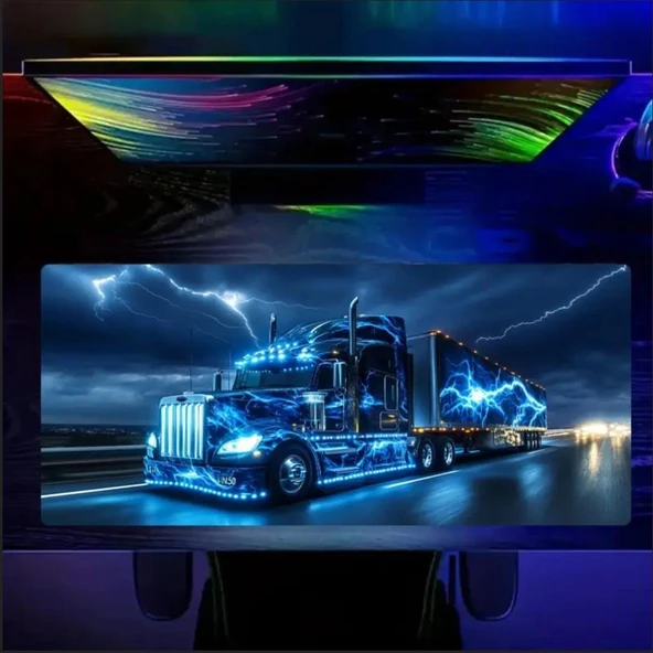 70X30 CM NEON TIR TEMALI KAYDIRMAZ TABAN SPEED YÜZEY OYUNCU MOUSE PAD GAMİNG - Resim 3