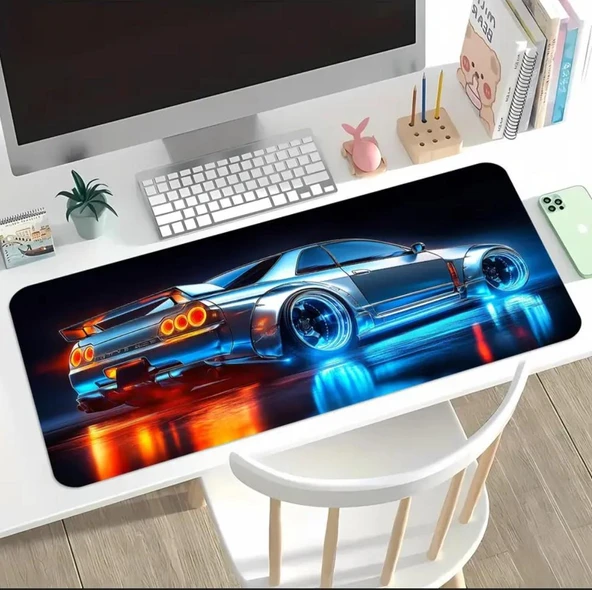 70X30 CM TURBO YARIŞ SPOR ARABA TEMALI KAYDIRMAZ TABAN SPEED YÜZEY OYUNCU MOUSE PAD GAMİNG - 3
