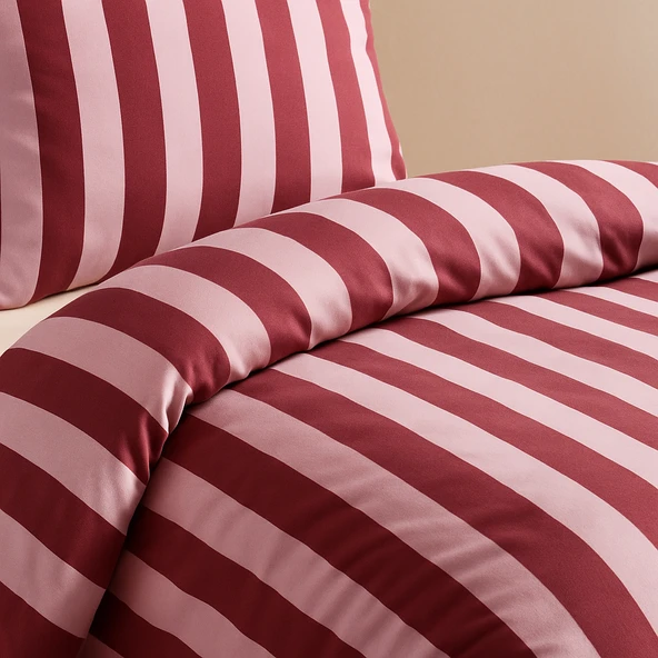 Tabu Home  Ranforce Bordo Çift Kişilik Nevresim Takımı - 2