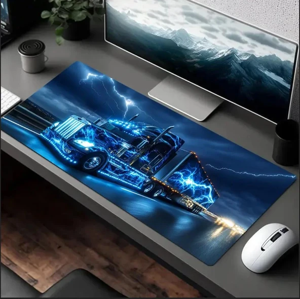 70X30 CM NEON TIR TEMALI KAYDIRMAZ TABAN SPEED YÜZEY OYUNCU MOUSE PAD GAMİNG - Resim 2