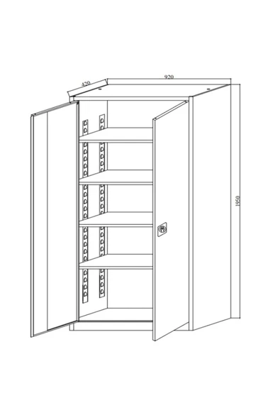 Metal Dolap 2 Kapılı Dolap Kiler Dolabı Kilitli Dolap Ofis Dolapları Arşiv , Garaj , Bahçe , Balkon - 7
