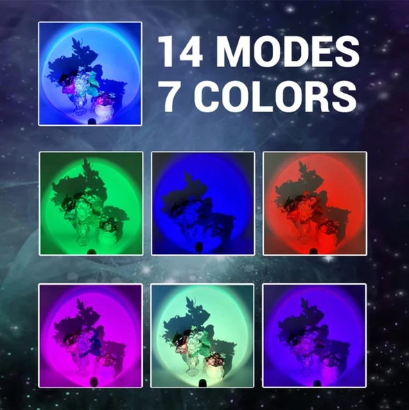 SGE TEKNOLOJİ USB LED 7 RENK 14 MOD PROJEKTÖR LAMBASI FOTOĞRAF VE VİDEO ÇEKİM IŞIĞI DEKORATİF IŞIK - 5