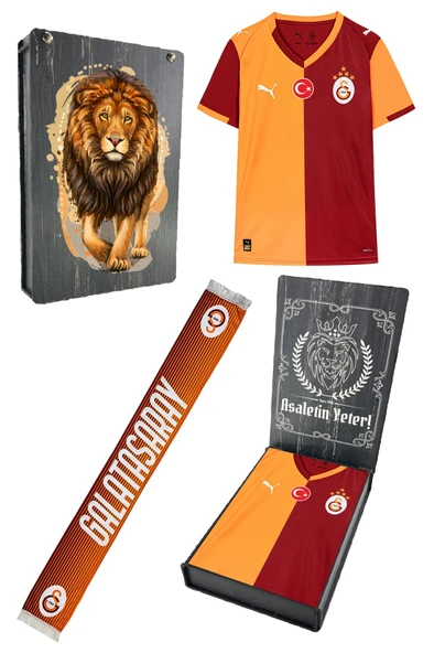 Galatasaray Orijinal Lisanslı 2025/26 Parçalı Yeni Sezon Forma + Şal Kaşkol Set Hediyelik Ahşap Kutu