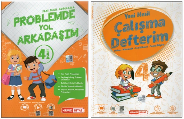 KIRMIZI BEYAZ 4. SINIF ÇALIŞMA KİTABIM+PROBLEMDE YOL ARKADAŞIM (2 KİTAP)
