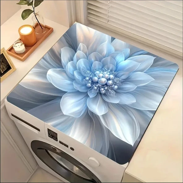 55 CM x 45 CM MAVİ İNCİ ÇİÇEK DESENLİ TEZGAH ÜSTÜ BULAŞIK KURUTMA MATI BULAŞIKLIK KURUTMA ÖRTÜSÜ - 4