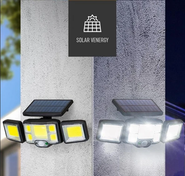 SGE TEKNOLOJİ 192 COB LED GÜNEŞ ENERJİLİ HAREKET SENSÖRLÜ KUMANDALI BAHÇE GARAJ EV AYDINLATMA LAMBASI SOLAR IŞIK - 6