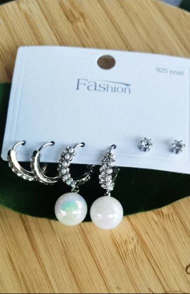 Monalisa Home Gümüş Renk Lüks Gösterişli  Figürlü Çoklu Küpe ürün görseli 1