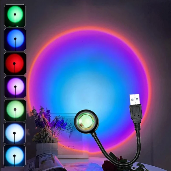 SGE TEKNOLOJİ USB LED 7 RENK 14 MOD PROJEKTÖR LAMBASI FOTOĞRAF VE VİDEO ÇEKİM IŞIĞI DEKORATİF IŞIK - 1