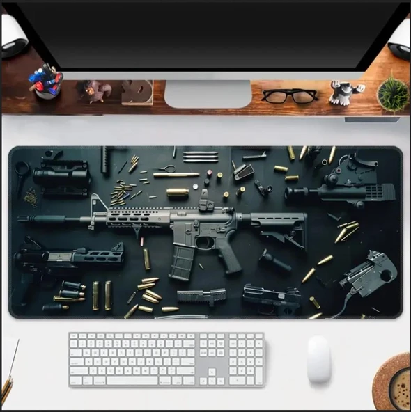 70X30 CM TÜFEK TASARIMI KAYDIRMAZ TABAN SPEED YÜZEY OYUNCU MOUSE PAD GAMİNG - 4