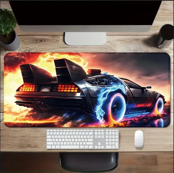 70X30 CM NEON ATEŞ ARABA TEMALI KAYDIRMAZ TABAN SPEED YÜZEY OYUNCU MOUSE PAD GAMİNG - 1