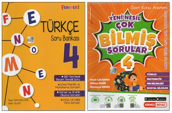 FENOMEN 4. SINIF TÜRKÇE S.B.+KIRMIZI BEYAZ ÇOK BİLMİŞ S. (2 KİTAP)