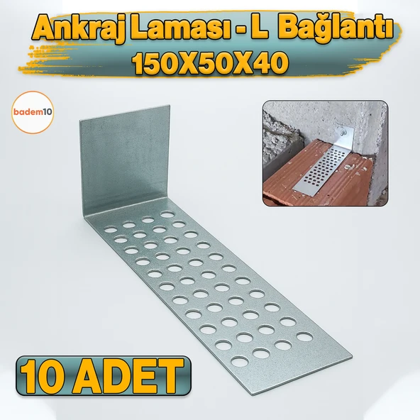 10 Adet Gazbeton Ankraj Laması Duvar Bağlantı Aparatı Montaj Trapez Vida Uyumlu Galvaniz Demiri ürün görseli