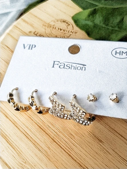 Monalisa Home Gold Renk Lüks Gösterişli  Figürlü Çoklu Küpe ürün görseli 1