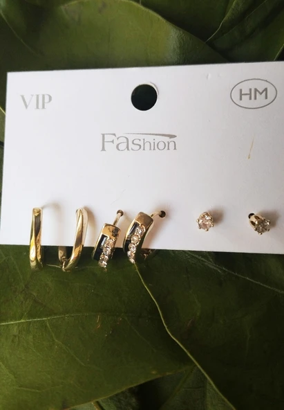 Monalisa Home Gold Renk Lüks Gösterişli  Figürlü Çoklu Küpe