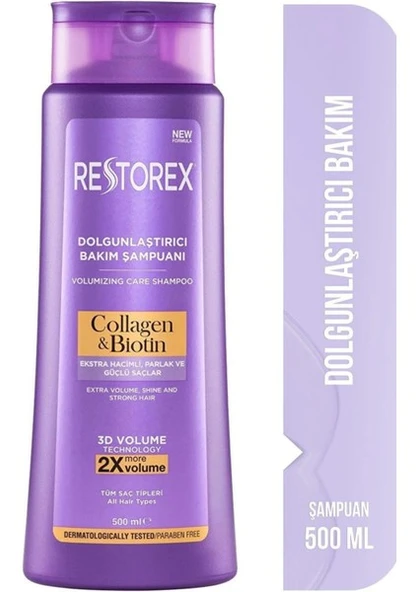 Restorex Keratin & Argan Şampuan 500 Ml + Collagen&Biotin Dolgunlaştırıcı Şampuan 500 Ml Restorex Keratin + Collegen - 2