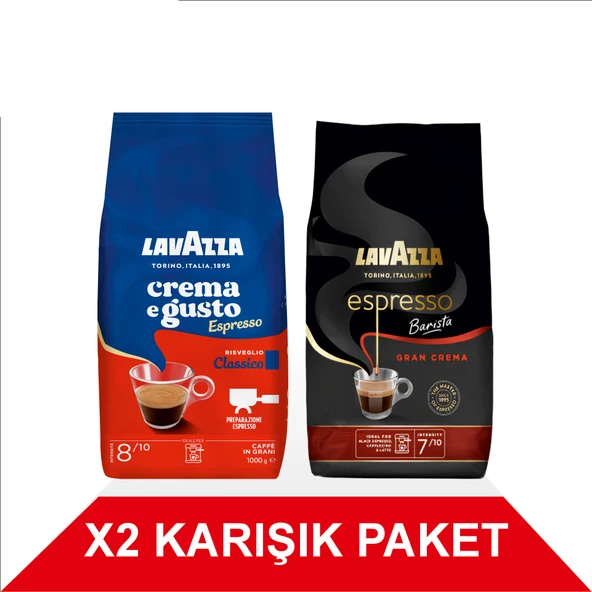 Lavazza Crema e Gusto Classico + Espresso Barista Gran Crema Çekirdek Kahve (1000gr) 2'Li Paket