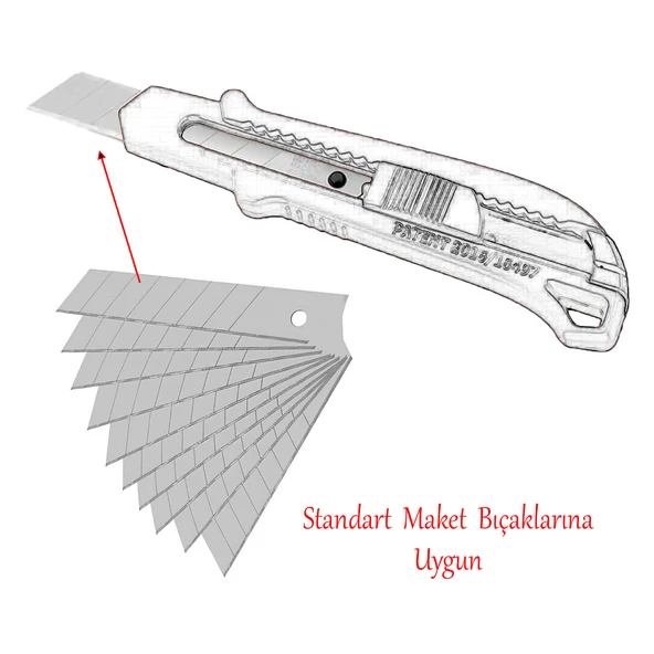 Maket Bıçağı Yedeği 10'lu Paket Ucu Kalınlık 0.50 mm En: 1.8 cm Uzunluk: 10 cm Kırılabilir Yedek Uç - Resim 3