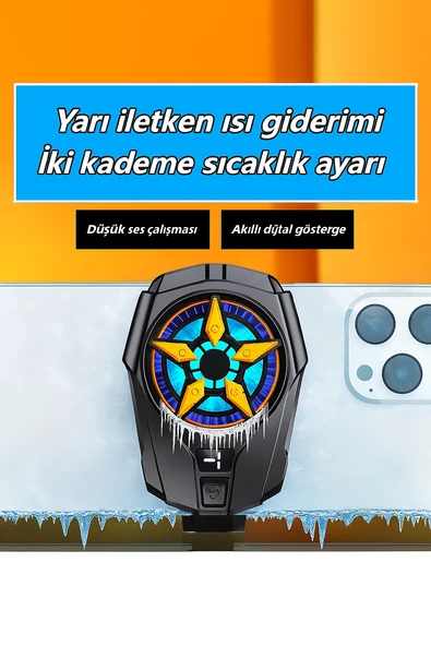 Akıllı Telefonlar için Telefon Soğutucu Cep Telefonu Radyatör Soğutucu, LED Sıcaklık Göstergeli - 2