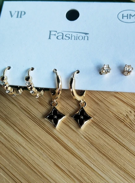 Monalisa Home Gold Renk Lüks Gösterişli  Figürlü Çoklu Küpe ürün görseli 1