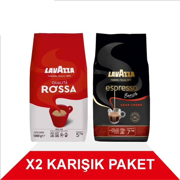 Lavazza Qualita Rossa + Espresso Barista Gran Crema Çekirdek Kahve (1000gr) 2'Li Paket
