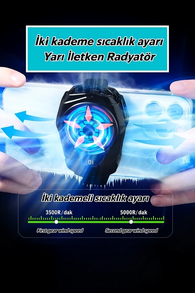 Akıllı Telefonlar için Telefon Soğutucu Cep Telefonu Radyatör Soğutucu, LED Sıcaklık Göstergeli - 6