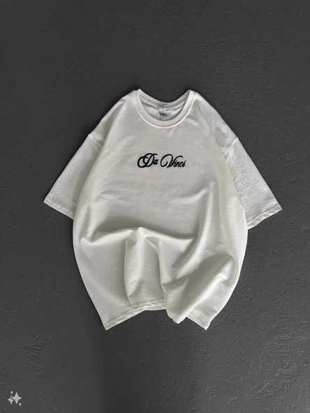 Unisex Baskılı Oversize T-Shirt - Beyaz - Resim 4