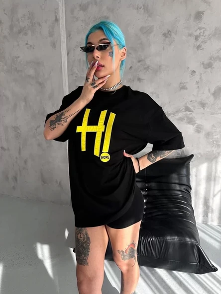 Unisex Nakış İşlemeli T-Shirt - Siyah ürün görseli