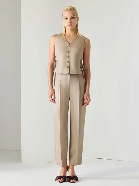 KETEN KUMAŞ DAR PAÇA PANTOLON ürün görseli 1