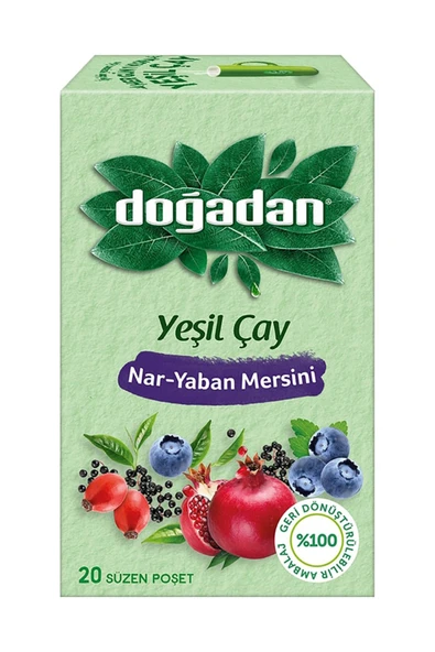 Doğadan Nar Yaban Mersinli Yeşil Poşet Çay x 6 Paket