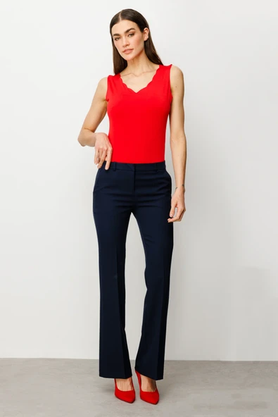 Ekol Yandan Cepli İspanyol Paça Pantolon - Resim 7