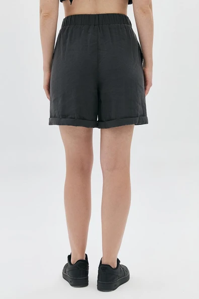 BELİ LASTİKLİ NERVÜRLÜ DUBLE PAÇA ŞORT - Resim 4