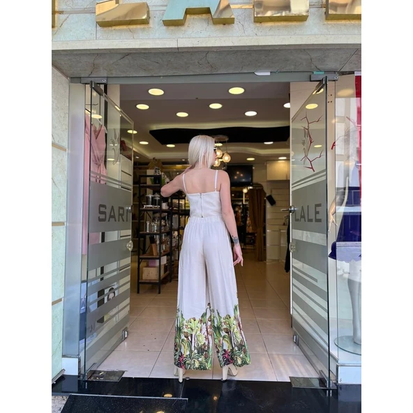 BASKILI KETEN KUMAŞ BLUZ - Resim 2