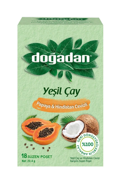 Doğadan Papaya & Hindistan Çevizli Yeşil Poşet Çay x 6 Paket ürün görseli 1